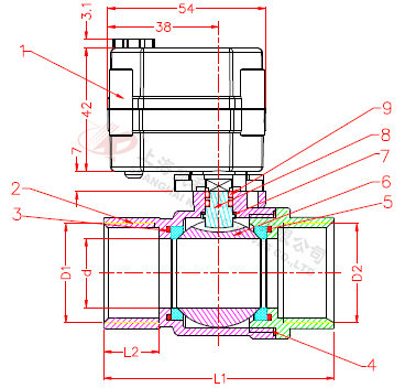 电动微型球阀结构图
